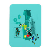 Retro Girl's nacht in Flexible Magnet Magneet (Verticaal)