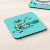 Retro Girls nacht in hard plastic Onderzetter (Linkerzijde)