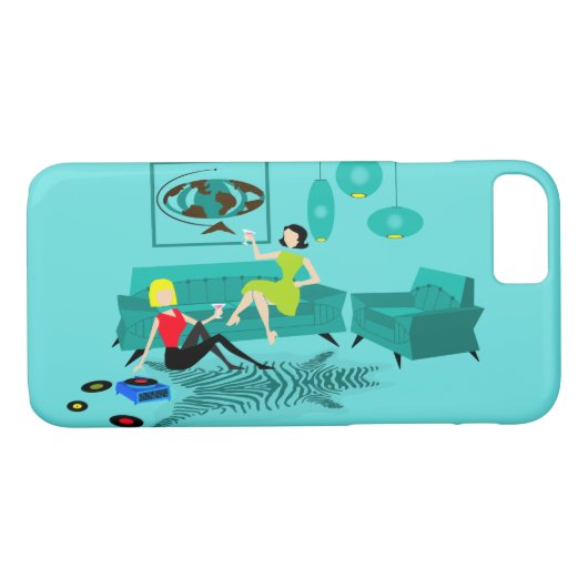 Retro Girl's nacht in iPhone Case (Achterkant (Horizontaal))