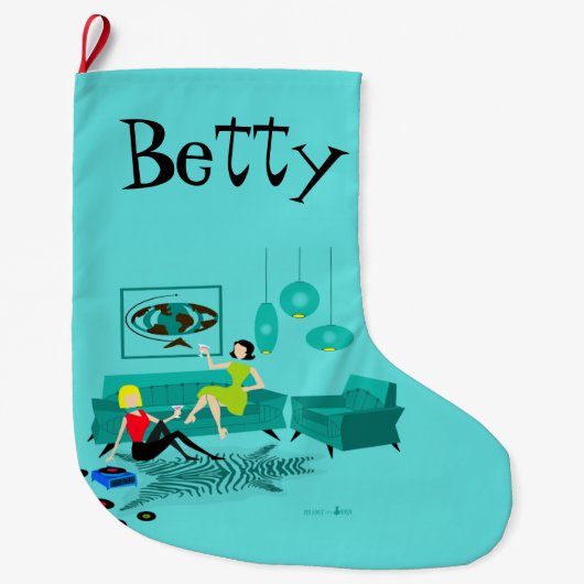 Retro Girl's nacht in kerststopzetting Grote Kerstsok (Voorkant)