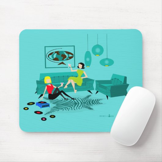 Retro Girl's nacht in Mousepad Muismat (Met muis)