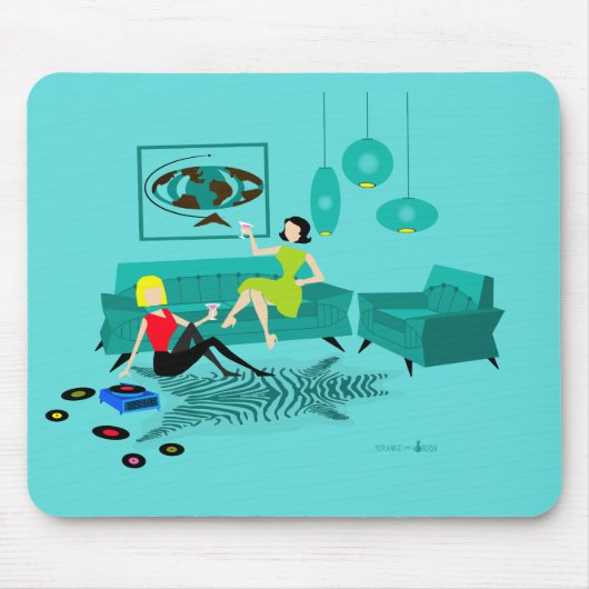 Retro Girl's nacht in Mousepad Muismat (Voorkant)