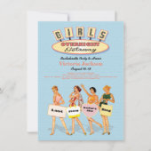 Retro Girls Overnight Gtaway Invitations Kaart (Voorkant)