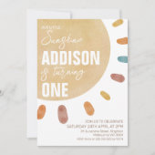 Retro Girls Sunshine 1e verjaardag Uitnodiging (Voorkant)