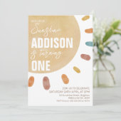 Retro Girls Sunshine 1e verjaardag Uitnodiging (Staand voorkant)