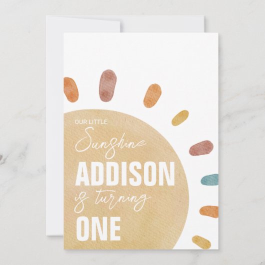 Retro Girls Sunshine 1e verjaardag Uitnodiging (Achterkant)