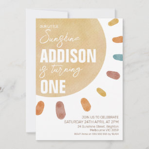 Retro Girls Sunshine 1e verjaardag Uitnodiging
