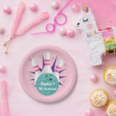 Retro Girls Tenpin Bowling Party Papieren Bordje (Feest)