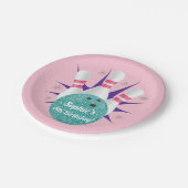 Retro Girls Tenpin Bowling Party Papieren Bordje (Gekanteld)