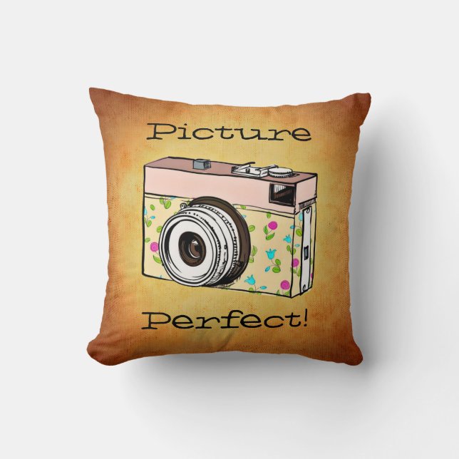 Retro Girly Camera Fotografe Square Pillow Kussen (Voorkant)