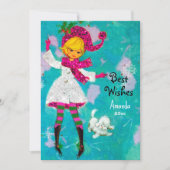 retro girly Kerstmis Nieuwjaar groet Feestdagenkaart (Voorkant)