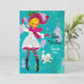 retro girly Kerstmis Nieuwjaar groet Feestdagenkaart (Staand voorkant)