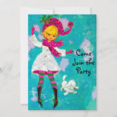  retro girly Kerstmis Nieuwjaar groet Kaart (Voorkant)