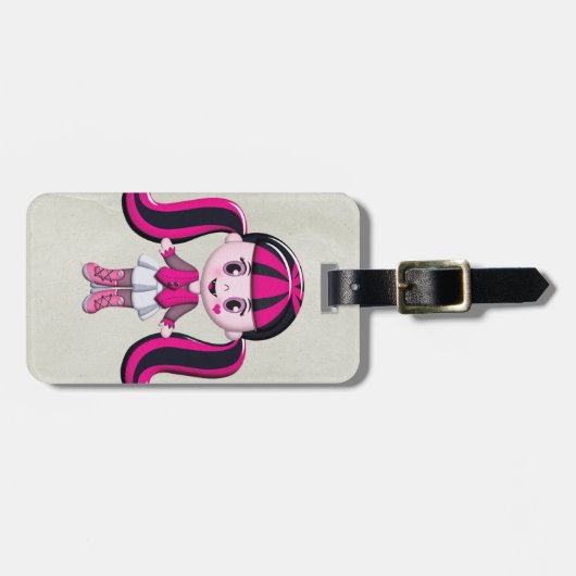 Retro Girly Monster Vampire Girl Bagagelabel (Voorkant horizontaal)