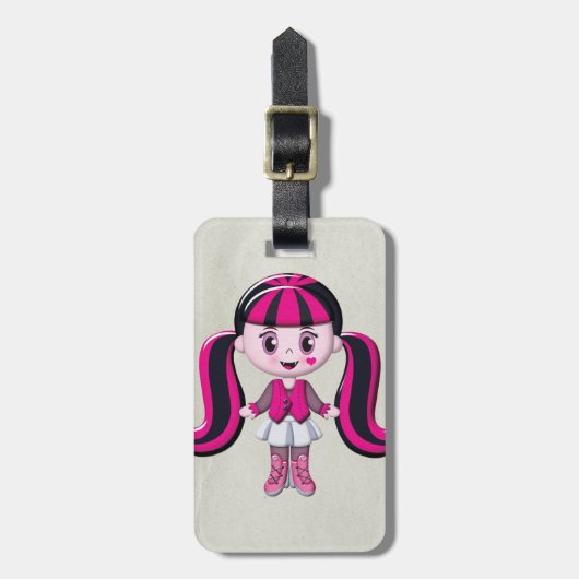 Retro Girly Monster Vampire Girl Bagagelabel (Voorkant verticaal)