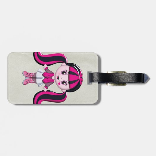 Retro Girly Monster Vampire Girl Bagagelabel (Achterkant horizontaal)