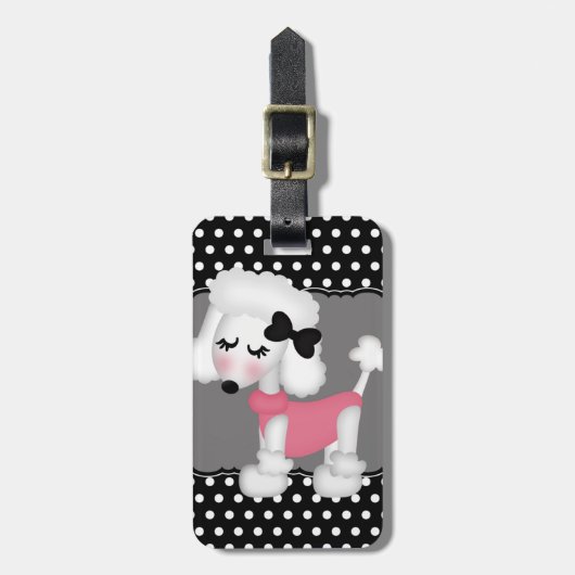 Retro Girly Paris Poodle Dog Bagagelabel (Voorkant verticaal)