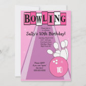 Retro Girly Pink Birthday Bowling Party nodigt uit Kaart (Voorkant)