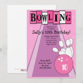 Retro Girly Pink Birthday Bowling Party nodigt uit Kaart (Voorkant / Achterkant)