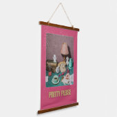 Retro Girly " Please" Afdrukken | Helder  Hangend Wandkleed (Gebogen)