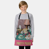 Retro Girly " Please" Afdrukken | Helder  Schort (Gedragen)