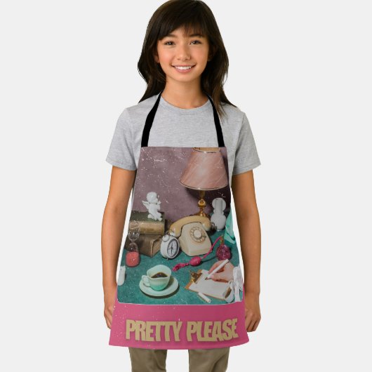 Retro Girly " Please" Afdrukken | Helder  Schort (Insitu)