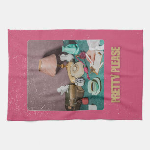 Retro Girly " Please" Print Helder  Theedoek