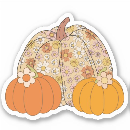Retro, Girly Pumpkins Sticker (Voorkant)