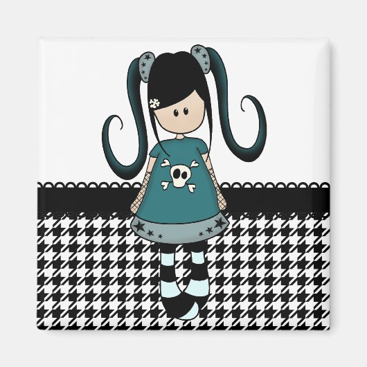 Retro Girly Rag Doll Magneet (Voorkant)