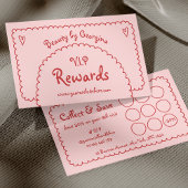 Retro Girly Rood Roze Hand getekend grillige Boho Klantenkaartje