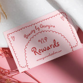 Retro Girly Rood Roze Hand getekend grillige Boho Klantenkaartje