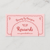 Retro Girly Rood Roze Hand getekend grillige Boho Klantenkaartje (Voorkant)