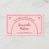 Retro Girly Rood Roze Hand getekend grillige Boho Visitekaartje (Voorkant)