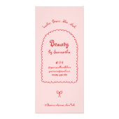 Retro Girly Rood Roze Handgeschreven Salon Prijsli Reclamekaart (Achterkant)