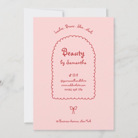 Retro Girly Roze & Rode Hand Getrokken Boho Prijs (Achterkant)