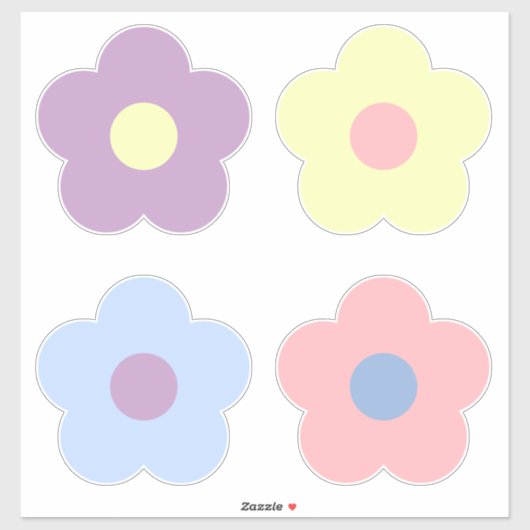 Retro Girly Schattigee Pastel Cartoon Bloemen Sticker (Vel)