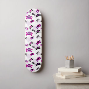 Retro Girly Skull Crossbones Gothic Rockabilly Persoonlijk Skateboard