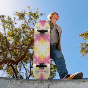 Retro Girly Tie Dye Aangepaste persoonlijke naam Persoonlijk Skateboard