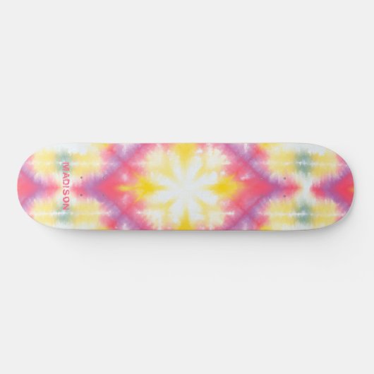 Retro Girly Tie Dye Aangepaste persoonlijke naam Persoonlijk Skateboard (Horizontaal)