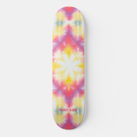 Retro Girly Tie Dye Aangepaste persoonlijke naam Persoonlijk Skateboard (Voorkant)