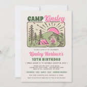 Retro Girly Weekend Camp Birthday Invitation Kaart (Voorkant)