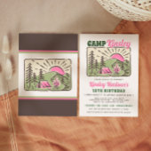 Retro Girly Weekend Camp Birthday Invitation Kaart