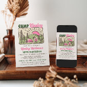 Retro Girly Weekend Camp Birthday Invitation Kaart