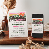 Retro Girly Weekend Camp Birthday Invitation Kaart