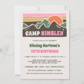 Retro Girly Weekend Camp Birthday Invitation Kaart (Voorkant)