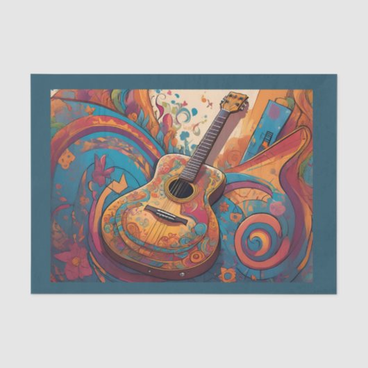 Retro Gitaar Decoupage Tissuepapier (Voorkant)