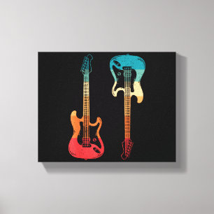 Retro Gitaar Gitarist Elektrische Basgitaar Rock M Canvas Afdruk