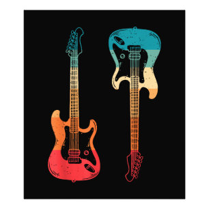 Retro Gitaar Gitarist Elektrische Basgitaar Rock M Foto Afdruk