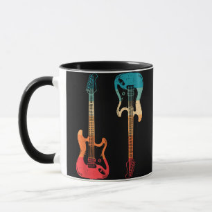 Retro Gitaar Gitarist Elektrische Basgitaar Rock M Mok