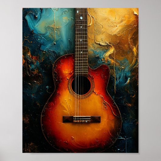 Retro gitaar kunst poster (Voorkant)
